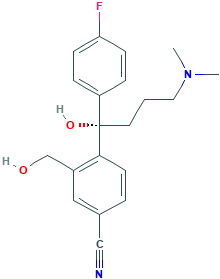 (S)-4-(4-(二甲氨基)-1-(4-氟苯基)-1-羟基丁基)-3-(羟甲基)苯甲腈,488787-59-3[TLC&brvbar;1EA]