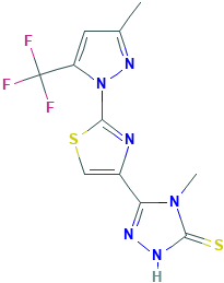4-甲基-5-{2-[3-甲基-5-(三氟甲基)-1H-吡唑-1-基]-1,3-噻唑-4-基}-4H-1,2,4-三唑-3-t,955962-78-4[Key Organics&brvbar;500mg]