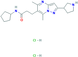 N-环戊基-3-(5,7-二甲基-2-吡咯烷-3-基-吡唑并[1,5-a]嘧啶-6-基)-丙酰胺 二盐酸盐,1361112-88-0[Matrix&brvbar;250mg]