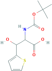 Boc-D-苏型-3-(噻吩-2-基)丝氨酸,CAS登录号1134940-20-7[matrix&brvbar;100mg]