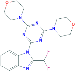 2-(2-二氟甲基苯并咪唑-1-基)-4,6-二吗啉基-1,3,5-三嗪,475110-96-4[mce¦500mg]