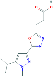3-[5-(5-异丙基-1-甲基-1H-吡唑-3-基)-1,3,4-恶二唑-2-基]丙酸,1365962-38-4[matrix&brvbar;1g]