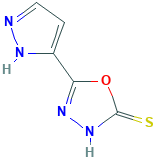 5-(1H-吡唑-5-基)-1,3,4-恶二唑-2-硫醇,119073-82-4[Matrix¦500mg]