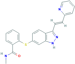 (E)-N-甲基-2-((3-(2-(吡啶-2-基)乙烯基)-1H-吲唑-6-基)硫基)苯甲酰胺,319460-85-0[Achem-block¦0.25g]