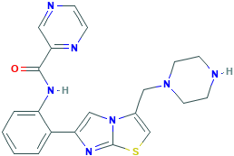 N-(2-(3-(哌嗪-1-基甲基)咪唑并[2,1-b]-噻唑-6-基)苯基)吡嗪-2-甲酰胺,925435-54-7[matrix¦1g]