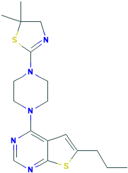 4-[4-(4,5-二氢-5,5-二甲基-2-噻唑基)-1-哌嗪基]-6-丙基噻吩并[2,3-d]嘧啶,1271738-62-5[MCE&brvbar;10mM*1mL]