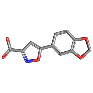 5-(1,3-苯并二恶唑-5-Yl)异恶唑-3-羧酸,CAS 668971-47-9,「源叶」B1090981-250mg C11H7NO5_3D图
