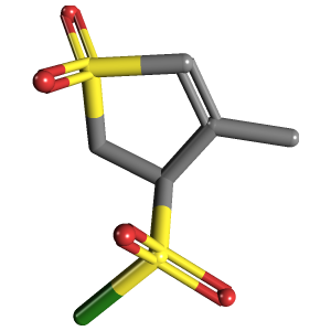 二氢-二氧化物(C5H7ClO4S2),CAS 112161-65-6,「Fluorochem」M13679982-5g C5H7ClO4S2_3D图