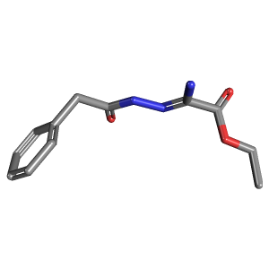 2-亚氨基-2-(2-(2-苯基乙酰基)肼基)乙酸乙酯,CAS 107469-64-7,「源叶」E13694988-1g C12H15N3O3_3D图