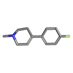 4-(4-氟苯基)-1-甲基-1,2,3,6-四氢吡啶,CAS 69675-10-1,「源叶」F155325-250mg C12H14FN_3D图