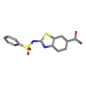 苯并噻唑-羧酸(C14H10N2O4S2),CAS 929860-30-0,「Fluorochem」P16425783-5g C14H10N2O4S2_3D图