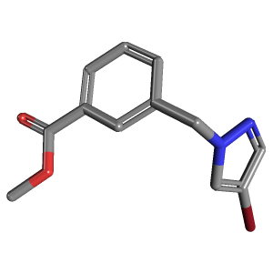 吡唑-苯甲酸甲酯(C12H11BrN2O2),CAS 1005628-24-9,「Fluorochem」M17024610-5g C12H11BrN2O2_3D图