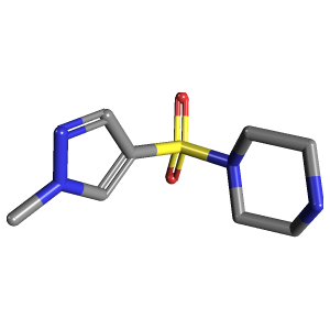 甲基_哌嗪(C8H14N4O2S),CAS 1005610-93-4,「Fluorochem」M17024620-5g C8H14N4O2S_3D图