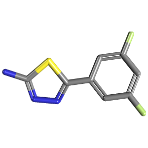5-(3,5-二氟苯基)-1,3,4-噻二唑-2-胺,CAS 299441-31-9,「安耐吉」D17603713-5g C8H5F2N3S_3D图