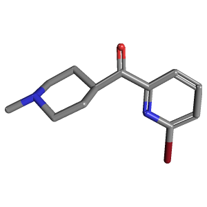(6-溴吡啶-2-Yl)(1-甲基哌啶-4-Yl)甲醇,CAS 613678-08-3,「源叶」B17980300-1g C12H15BrN2O_3D图