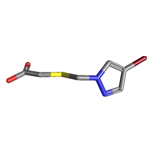 吡唑_乙酸(C6H7BrN2O2S),CAS 1006319-28-3,「Fluorochem」B19576735-250mg C6H7BrN2O2S_3D图
