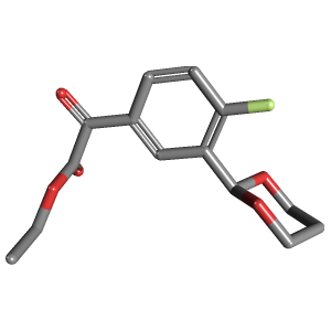 二恶烷-氟苯甲酰基乙酯(C14H15FO5),CAS 951888-37-2,「Fluorochem」E24722261-1g C14H15FO5_3D图