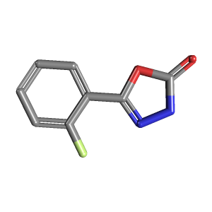 恶二唑_酮(C8H5FN2O2),CAS 1044766-09-7,「Fluorochem」F24902248-5g C8H5FN2O2_3D图