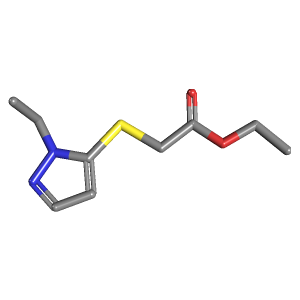 乙基-乙酸乙酯(C9H14N2O2S),CAS 1171509-14-0,「Fluorochem」E25247840-1g C9H14N2O2S_3D图
