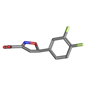 二氢异恶唑-羧酸(C10H7F2NO3),CAS 1018170-52-9,「Fluorochem」D25248673-1g C10H7F2NO3_3D图