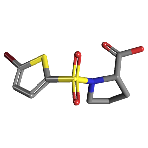 吡咯烷_羧酸(C9H10BrNO4S2),CAS 1301738-60-2,「源叶」B3236281-100mg C9H10BrNO4S2_3D图