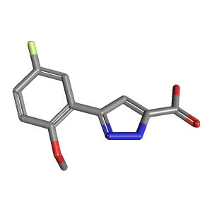 吡唑_羧酸(C11H9FN2O3),CAS 1037811-55-4,「Fluorochem」F3876371-1g C11H9FN2O3_3D图
