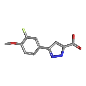 甲氧基苯基-羧酸(C11H9FN2O3),CAS 485798-67-2,「Fluorochem」F3998303-1g C11H9FN2O3_3D图