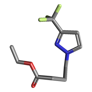 吡唑-丁酸乙酯(C10H13F3N2O2),CAS 1174860-75-3,「Fluorochem」E45602151-5g C10H13F3N2O2_3D图