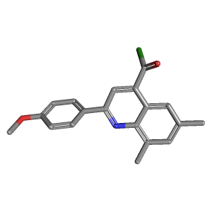 二甲基喹啉-羰基氯(C19H16ClNO2),CAS 1160262-84-9,「Fluorochem」M46779377-5g C19H16ClNO2_3D图