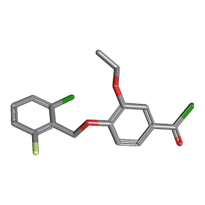 氟苄基-乙氧基苯甲酰氯(C16H13Cl2FO3),CAS 1160260-52-5,「Fluorochem」C46779771-10g C16H13Cl2FO3_3D图