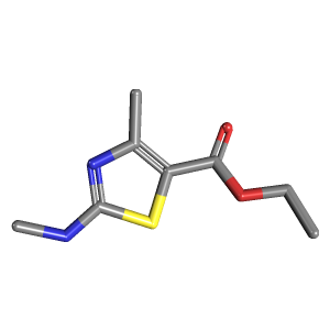 4-甲基-2-(甲胺基)-1,3-噻唑-5-羧酸乙酯,CAS 3161-68-0,「Alfa」E4820961-100mg C8H12N2O2S_3D图