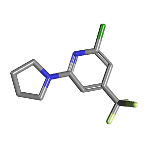 吡咯烷_吡啶(C10H10ClF3N2),CAS 1053657-79-6,「Fluorochem」C50998877-1g C10H10ClF3N2_3D图