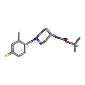 哌啶-氨基甲酸叔丁酯(C18H27FN2O2),CAS 1286263-47-5,「Fluorochem」T53256124-1g C18H27FN2O2_3D图