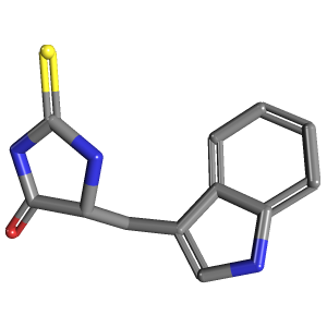 5-(1H-吲哚-3-乙基)-2-硫氧基-4-咪唑啉酮,CAS 64419-92-7,「阿拉丁」H5371761-5mg C12H11N3OS_3D图