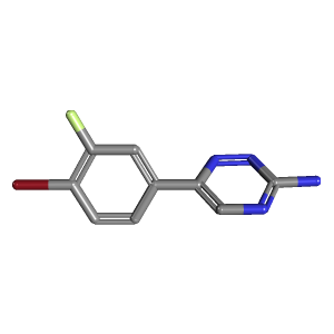 6-(4-溴-3-氟苯基)-1,2,4-三嗪-3-胺,CAS 1029714-84-8,「源叶」B57516523-5g C9H6BrFN4_3D图