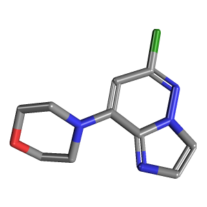 吡啶_吗啉(C10H11ClN4O),CAS 1298031-99-8,「Fluorochem」C57517543-1g C10H11ClN4O_3D图