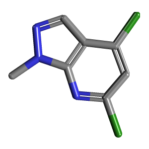 吡唑_吡啶(C7H5Cl2N3),CAS 1227089-74-8,「Fluorochem」D58083235-500mg C7H5Cl2N3_3D图