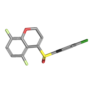4-((4-氯苯基)磺酰基)-5,8-二氟-2H-铬,CAS 944950-71-4,「安耐吉」C58252242-1g C15H9ClF2O3S_3D图