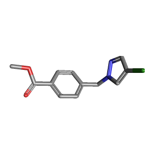 吡唑-苯甲酸甲酯(C12H11ClN2O2),CAS 312308-94-4,「Fluorochem」M646984-1g C12H11ClN2O2_3D图