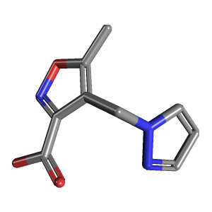 5-甲基-4-(1H-吡唑-1-甲基)异恶唑-3-羧酸,CAS 957514-13-5,「源叶」M6484325-10mg C9H9N3O3_3D图