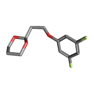 二氟苯氧基-二恶烷(C12H14F2O3),CAS 1443306-28-2,「Fluorochem」D65816238-5g C12H14F2O3_3D图