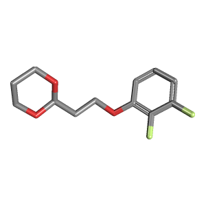 二氟苯氧基-二恶烷(C12H14F2O3),CAS 1443344-95-3,「Fluorochem」D65816422-25g C12H14F2O3_3D图