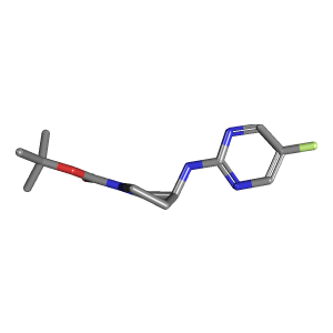 吡咯烷-羧酸叔丁酯(C13H19FN4O2),CAS 1289385-93-8,「Fluorochem」F66519824-500mg C13H19FN4O2_3D图