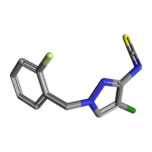 氟苄基_吡唑(C11H7ClFN3S),CAS 1004194-50-6,「Fluorochem」C7017364-1g C11H7ClFN3S_3D图
