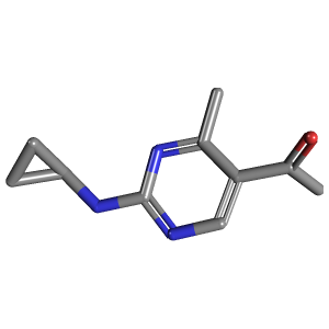 甲基嘧啶-乙酮(C10H13N3O),CAS 1211473-37-8,「Fluorochem」C71668637-5g C10H13N3O_3D图