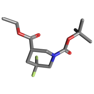 乙基-二甲酸酯(C13H21F2NO4),CAS 1356339-26-8,「Fluorochem」T71742824-250mg C13H21F2NO4_3D图