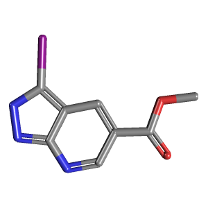 吡啶-羧酸甲酯(C8H6IN3O2),CAS 1221288-25-0,「毕得」M72207596-100mg C8H6IN3O2_3D图
