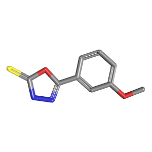 5-(3-甲氧基苯基)-1,3,4-恶二唑-2-硫醇,CAS 108413-55-4,「安耐吉」M726011-5g C9H8N2O2S_3D图