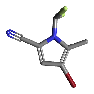 吡咯_腈(C7H5BrF2N2),CAS 1559064-11-7,「Fluorochem」B74789552-10g C7H5BrF2N2_3D图