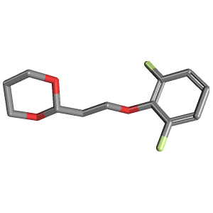 二氟苯氧基-二恶烷(C12H14F2O3),CAS 1443353-58-9,「Fluorochem」D79015731-5g C12H14F2O3_3D图